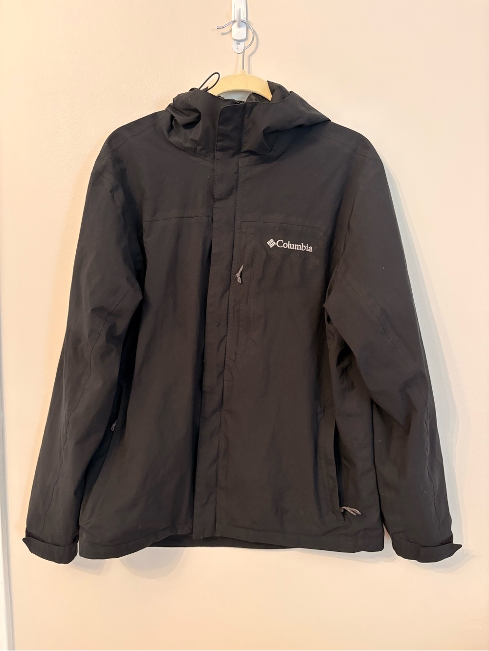 Columbia Black Hooded Men’s Shell Windbreaker Black Jacket Medium